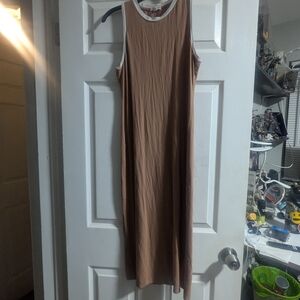 Heart Hips Tan Sleeveless Sheath Midi Dress